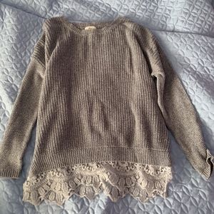 UO Pins and Needles Grey Lace Detailed Sweater